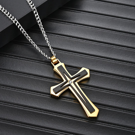 Stainless Steel Two-Tone Cross Necklace