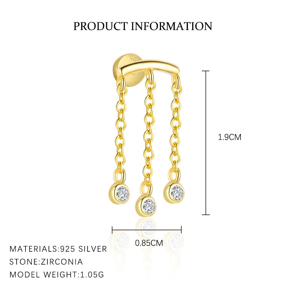 S925 Sterling Silver Geometric White Zirconia Earrings for Women