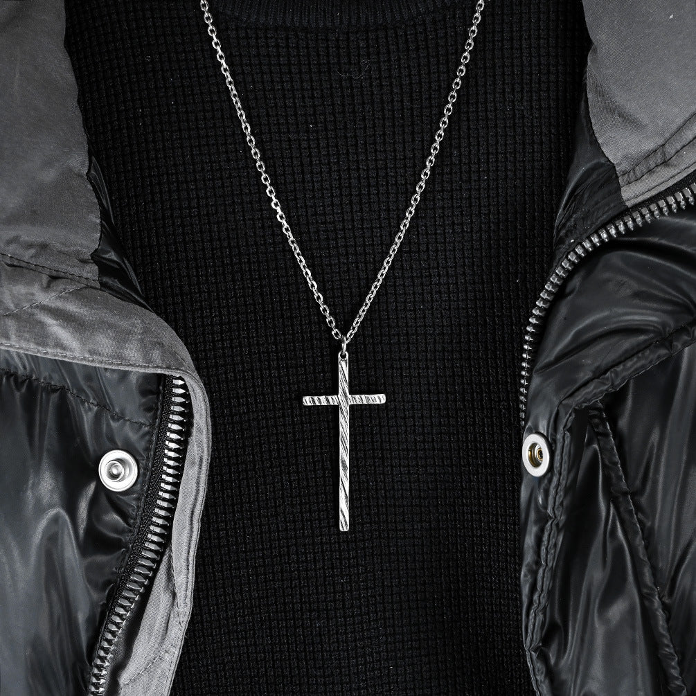 Minimalist Cool-toned Unisex Vintage Stainless Steel Cross Necklace Gothic Jewelry