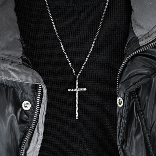 Minimalist Cool-toned Unisex Vintage Stainless Steel Cross Necklace Gothic Jewelry