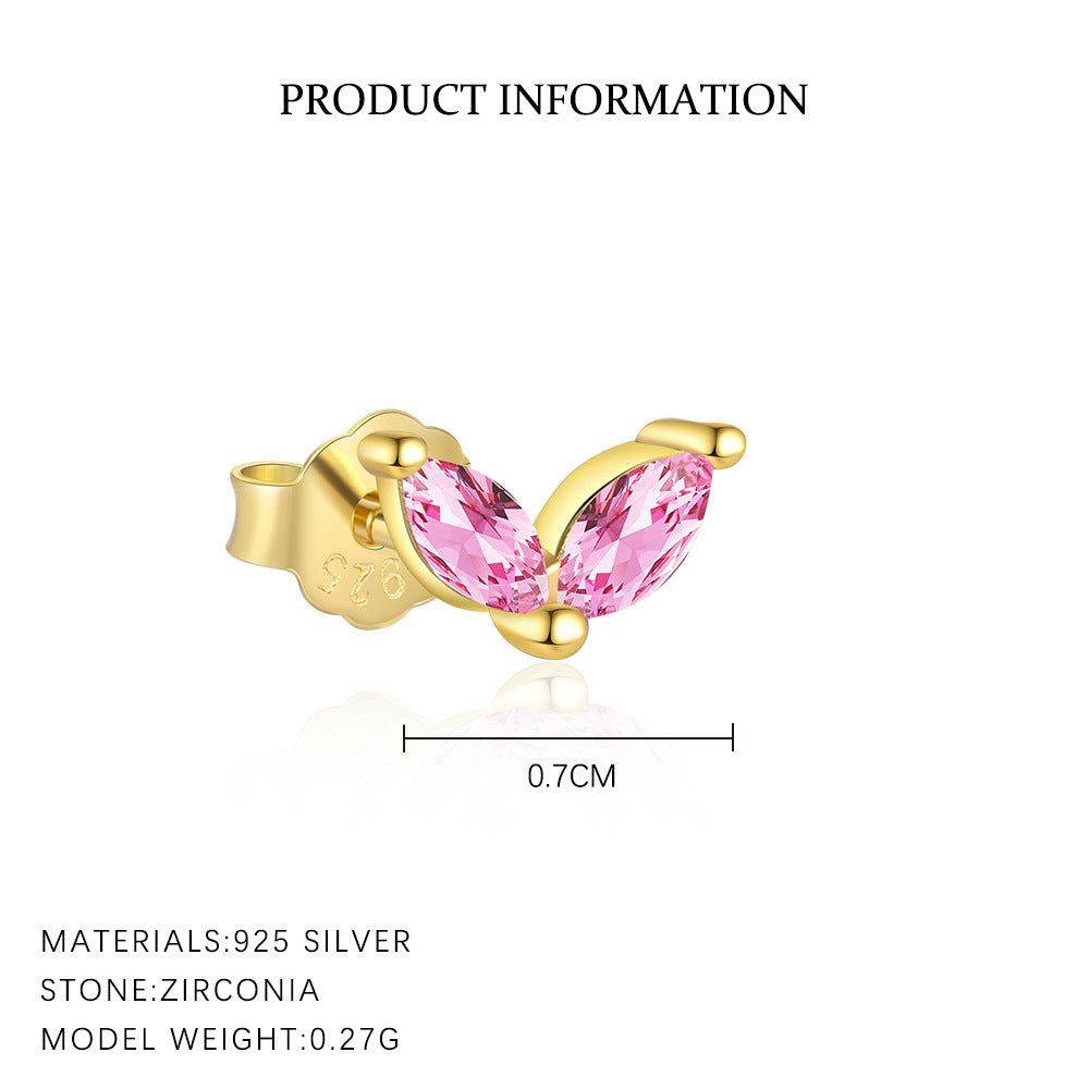 S925 Sterling Silver French Colored Zirconia Earrings for Women