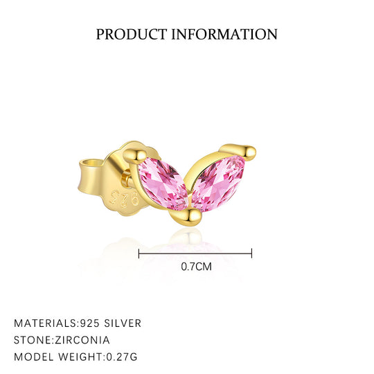 S925 Sterling Silver French Colored Zirconia Earrings for Women