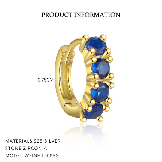 S925 Sterling Silver Minimalist Colorful Zirconia Geometric Earrings for Women