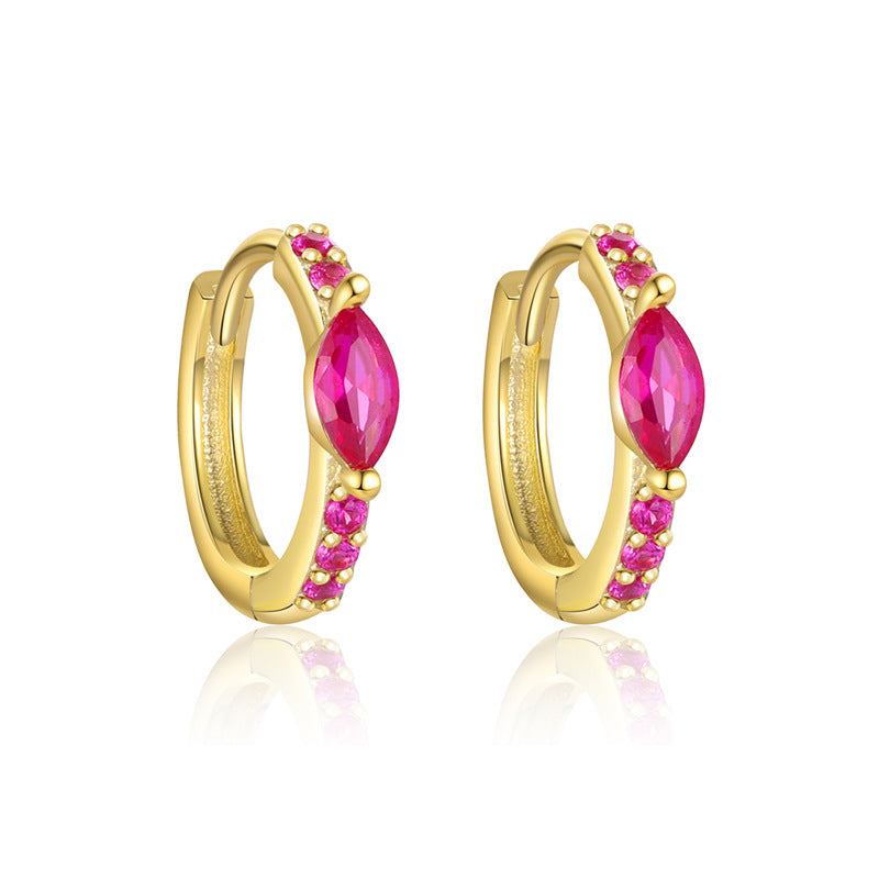 S925 Sterling Silver Minimalist Colorful Zirconia Geometric Earrings for Women