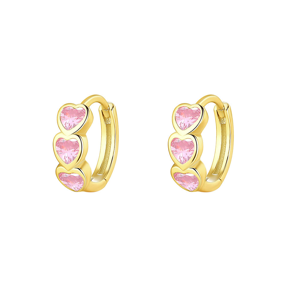 S925 Sterling Silver Heart Zircon Earrings for Women