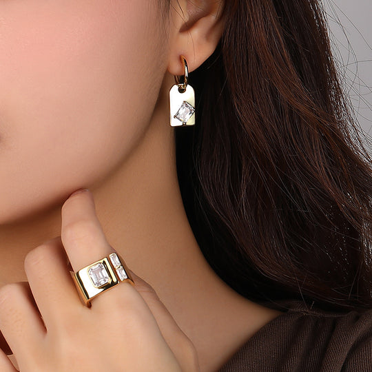 925 Sterling Silver Open Square Zirconia Ring
