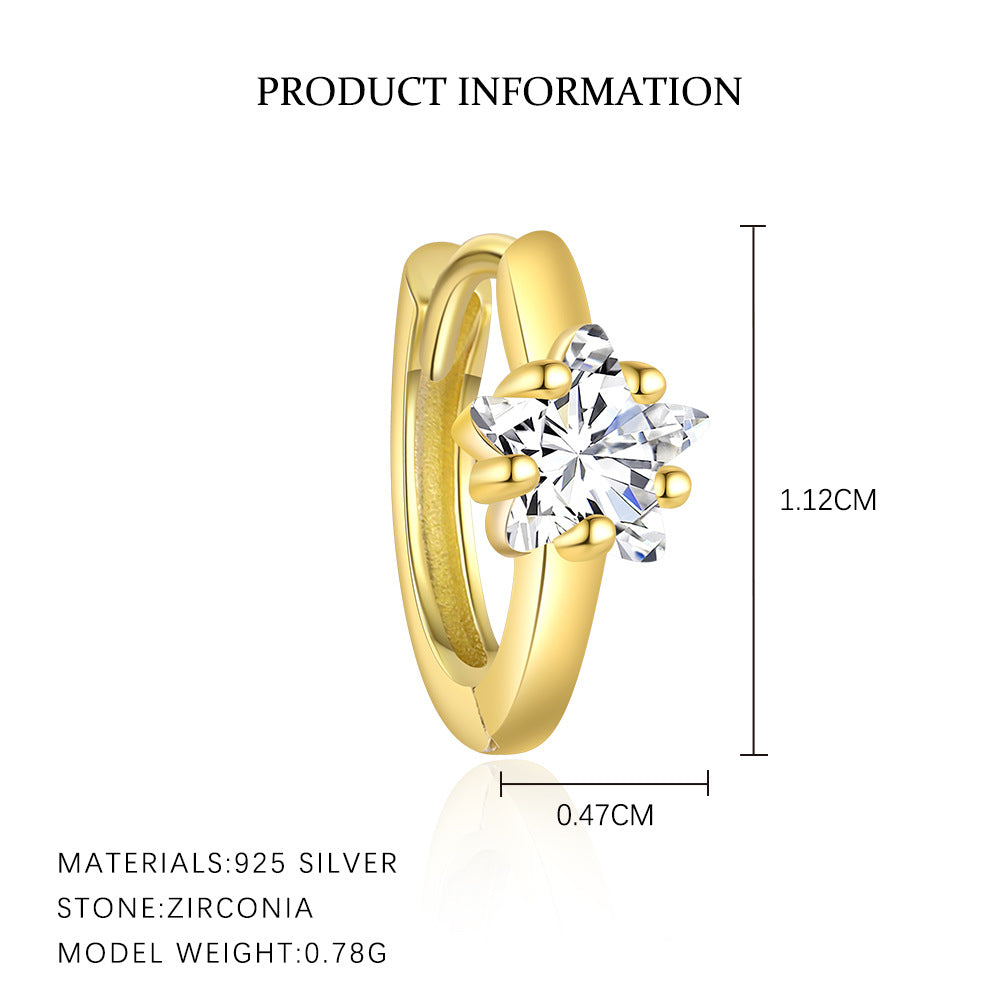 S925 Sterling Silver Star with Zirconia Earrings for Women