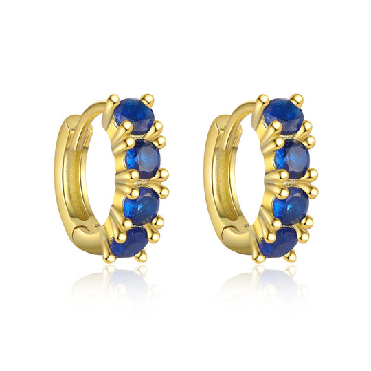 S925 Sterling Silver Minimalist Colorful Zirconia Geometric Earrings for Women
