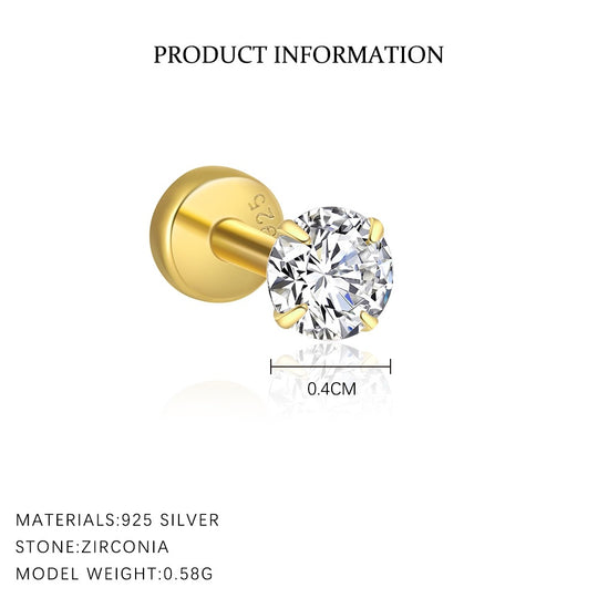 S925 Sterling Silver Geometric White Zirconia Earrings for Women