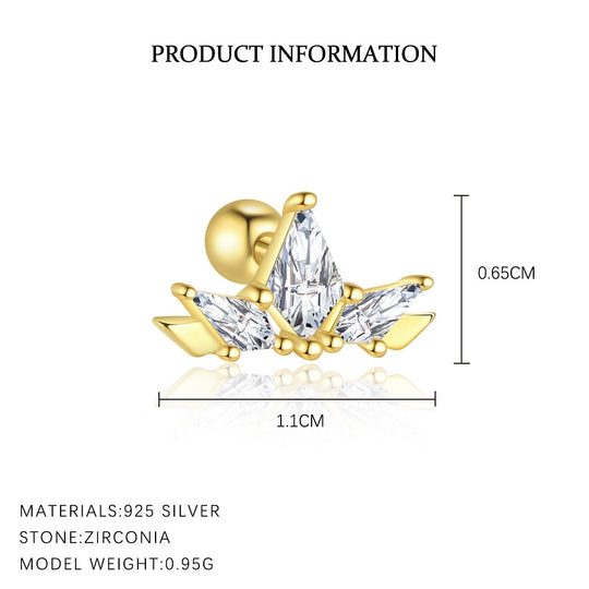 S925 Sterling Silver French Zirconia Round Head Earrings for Women