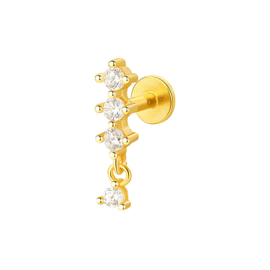 S925 Sterling Silver Geometric Zirconia Stud Earrings