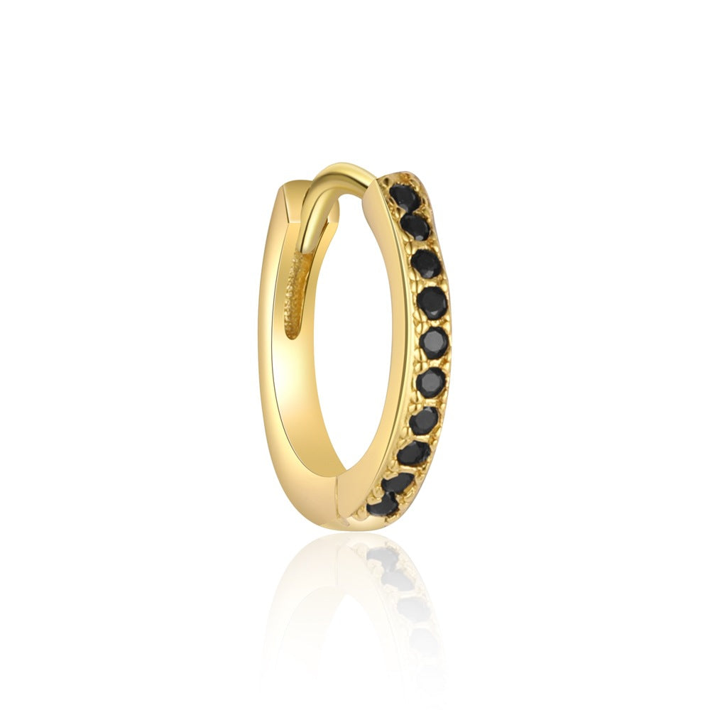 S925 Sterling Silver Round Black Zirconia Earrings for Women