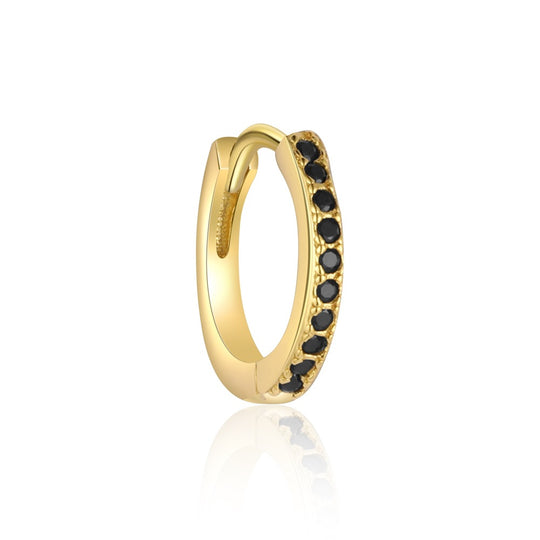 S925 Sterling Silver Round Black Zirconia Earrings for Women