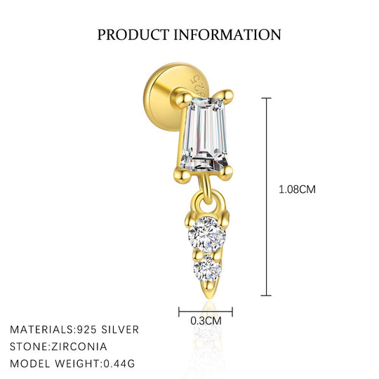 S925 Sterling Silver Geometric Zirconia Earrings for Women