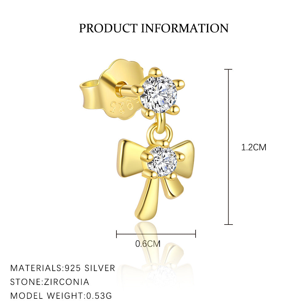 S925 Sterling Silver Star Tassel Diamond Stud Earrings Female