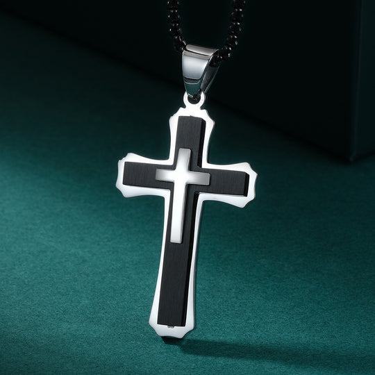 316 Stainless Steel Two-Tone Cross Necklace