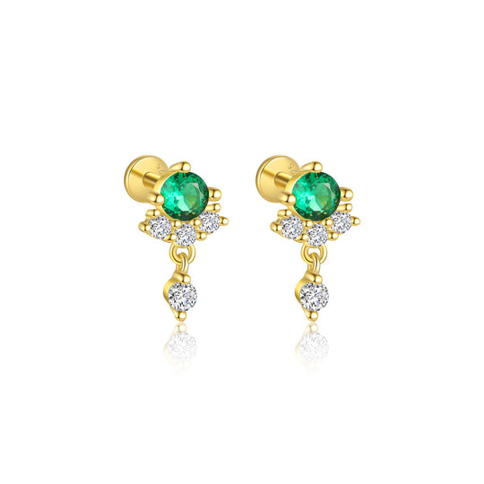 S925 Sterling Silver Green Zirconia Earrings for Women