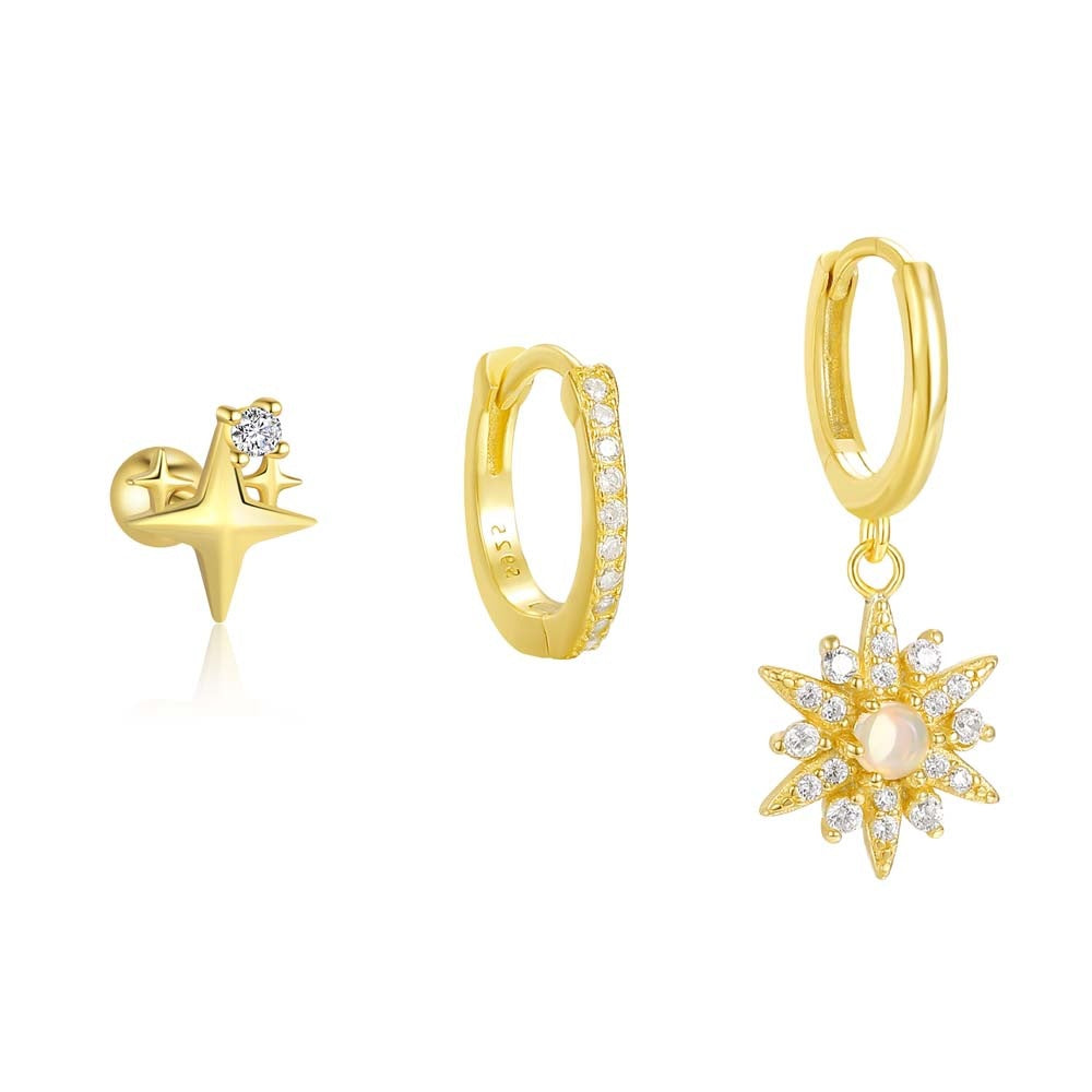 S925 Sterling Silver Starburst Zirconia Earrings for Women