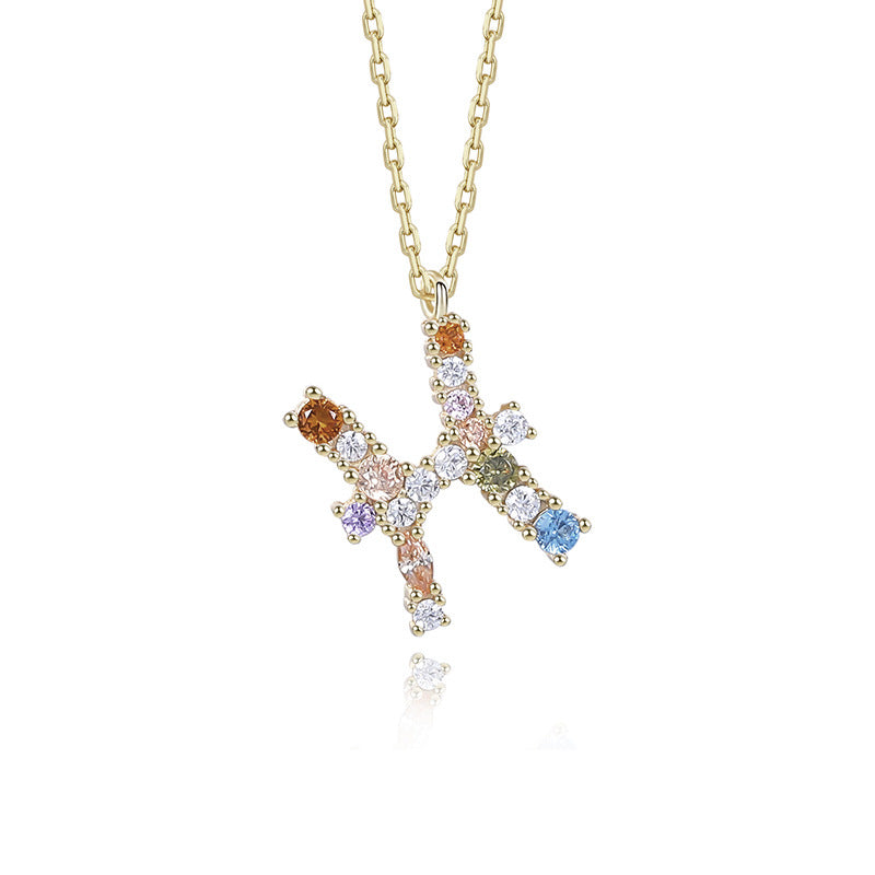 S925 Sterling Silver Rainbow Zirconia Zodiac Necklace