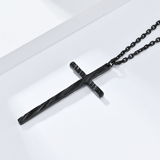 Minimalist Cool-toned Unisex Vintage Stainless Steel Cross Necklace Gothic Jewelry
