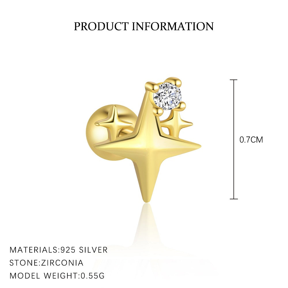 S925 Sterling Silver Starburst Zirconia Earrings for Women