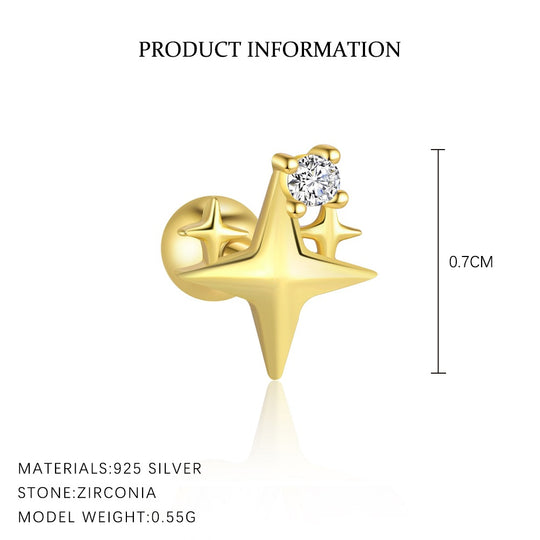 S925 Sterling Silver Starburst Zirconia Earrings for Women