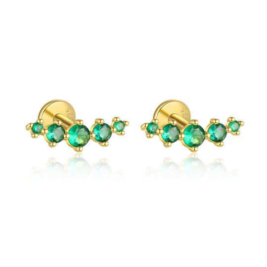 S925 Sterling Silver Green Zirconia Earrings for Women