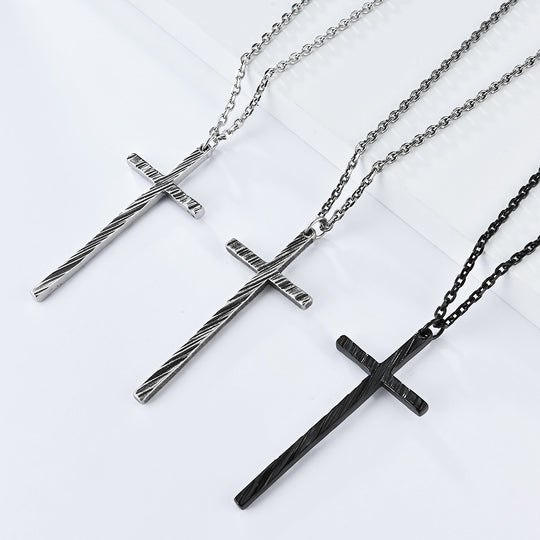 Minimalist Cool-toned Unisex Vintage Stainless Steel Cross Necklace Gothic Jewelry
