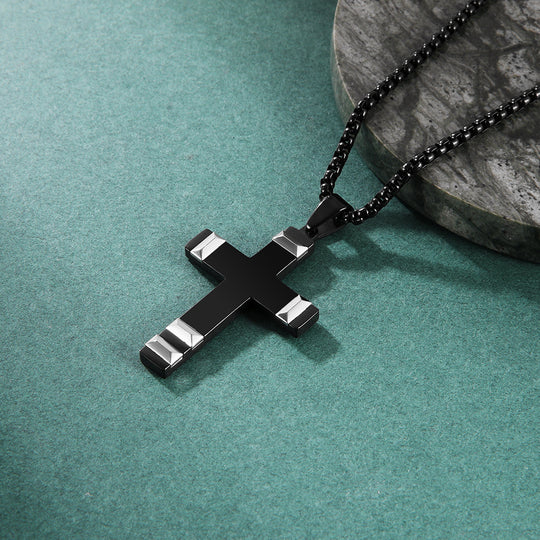 Stainless Steel Two-Tone Cross Necklace for Men
