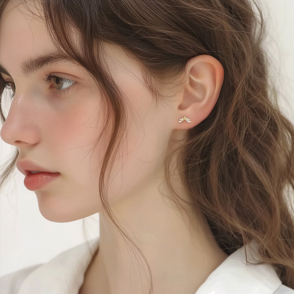 S925 Sterling Silver Geometric Zirconia Stud Earrings
