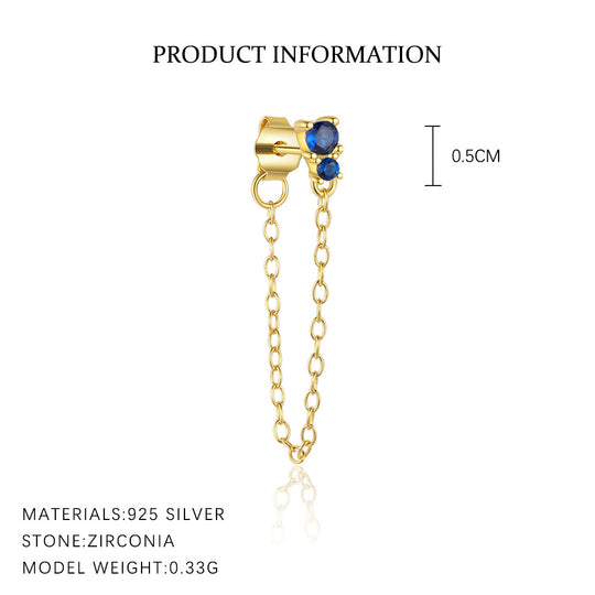 S925 Sterling Silver French Colored Zirconia Earrings for Women