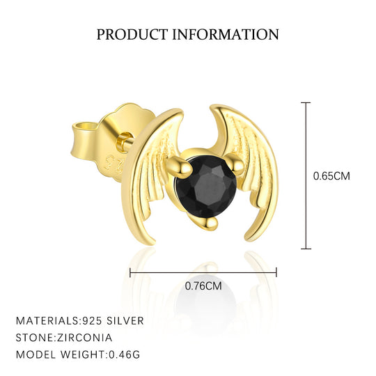 S925 Sterling Silver Animal Black Zirconia Personalized Earrings For Women