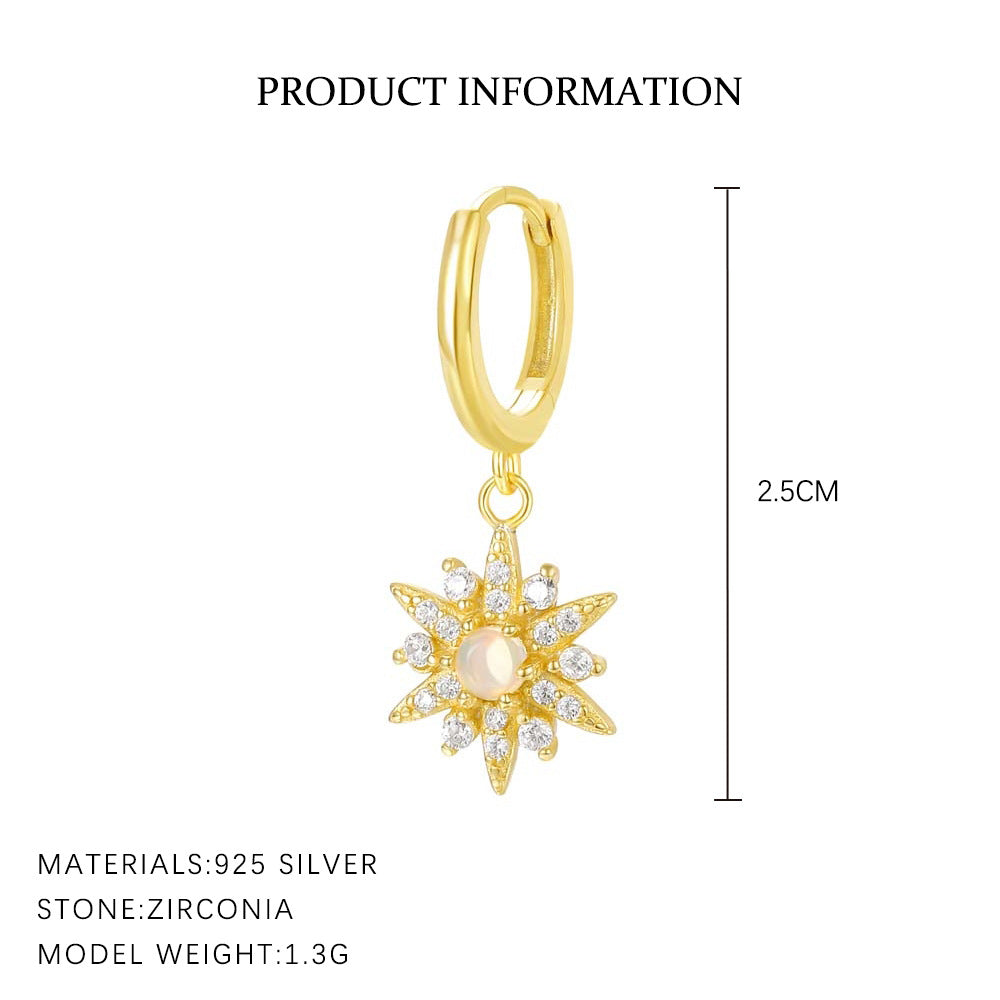 S925 Sterling Silver Starburst Zirconia Earrings for Women