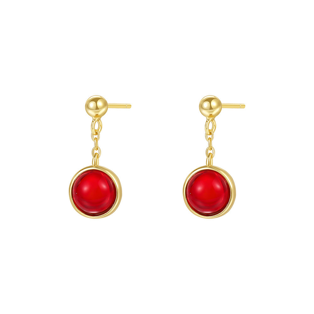S925 Sterling Silver Colored Zirconia Round Earrings for Women