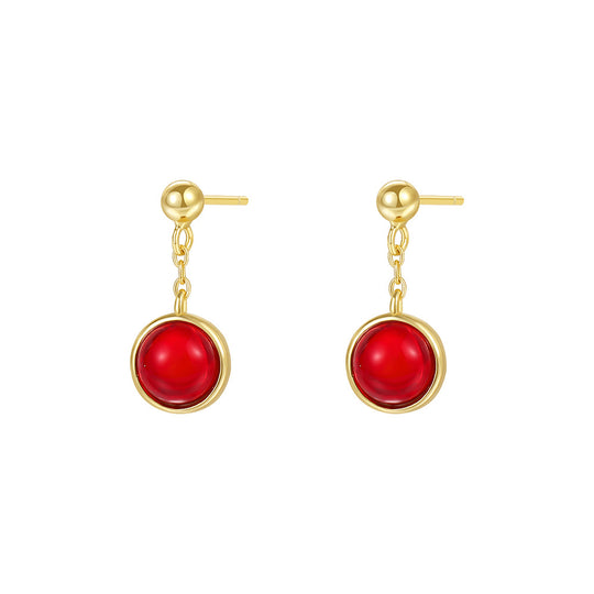 S925 Sterling Silver Colored Zirconia Round Earrings for Women