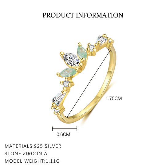 S925 Sterling Silver Colorful Diamond Flower Ring for Women