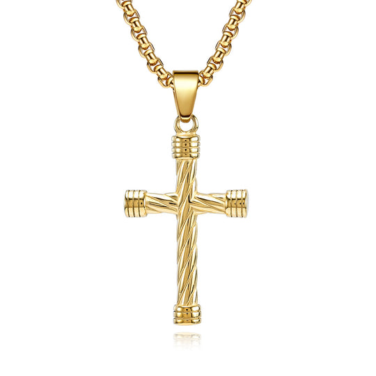 Stainless Steel Twisted Cross Pendant Necklace