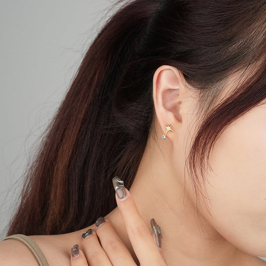925 Sterling Silver Asymmetrical Octopus Stud Earrings