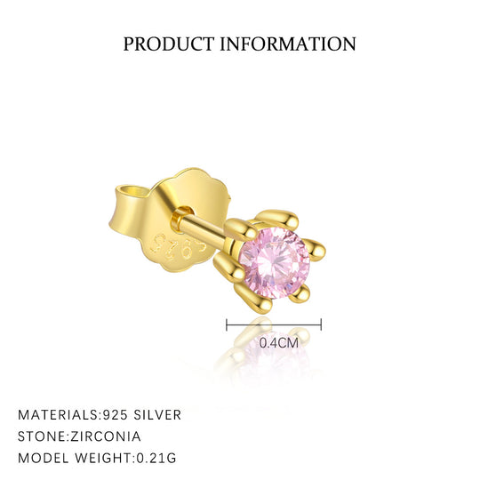 S925 Sterling Silver French Colored Zirconia Earrings for Women