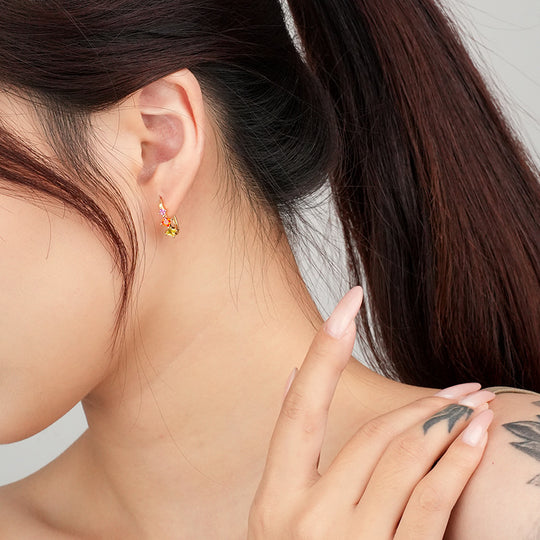 925 Sterling Silver Oval Colorful Zirconia Earring
