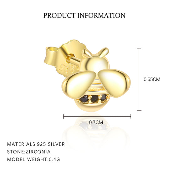 S925 Sterling Silver Animal Black Zirconia Personalized Earrings For Women