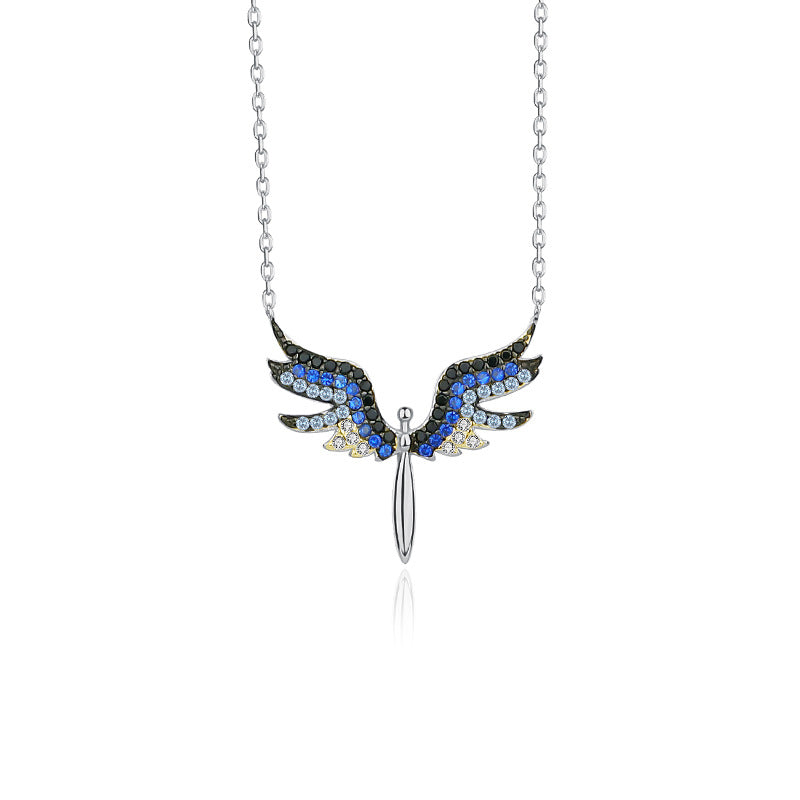 S925 Sterling Silver Angel Wing Zirconia Necklace for Women