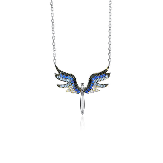 S925 Sterling Silver Angel Wing Zirconia Necklace for Women