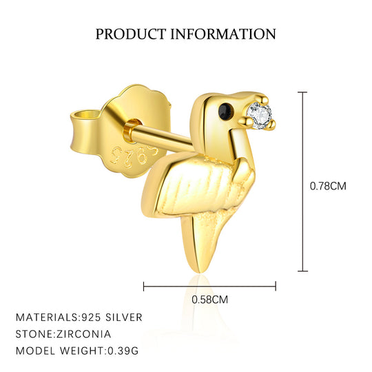 S925 Sterling Silver Animal Black Zirconia Personalized Earrings For Women