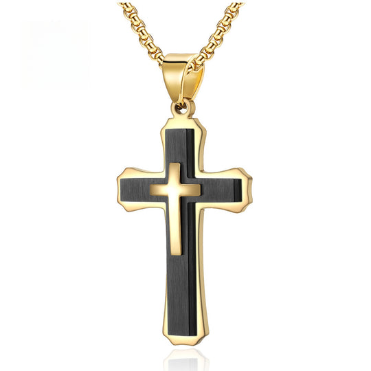 316 Stainless Steel Two-Tone Cross Necklace