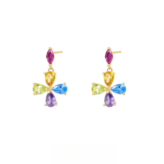 S925 Sterling Silver Color Zirconium European and American Earrings For Women