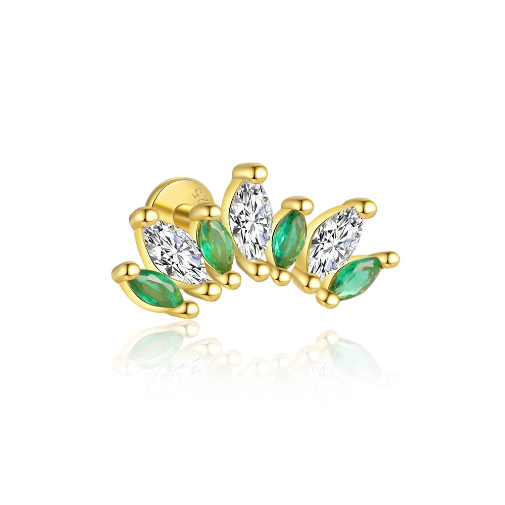 S925 Sterling Silver Green Zirconia Earrings for Women
