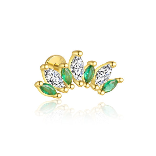 S925 Sterling Silver Green Zirconia Earrings for Women