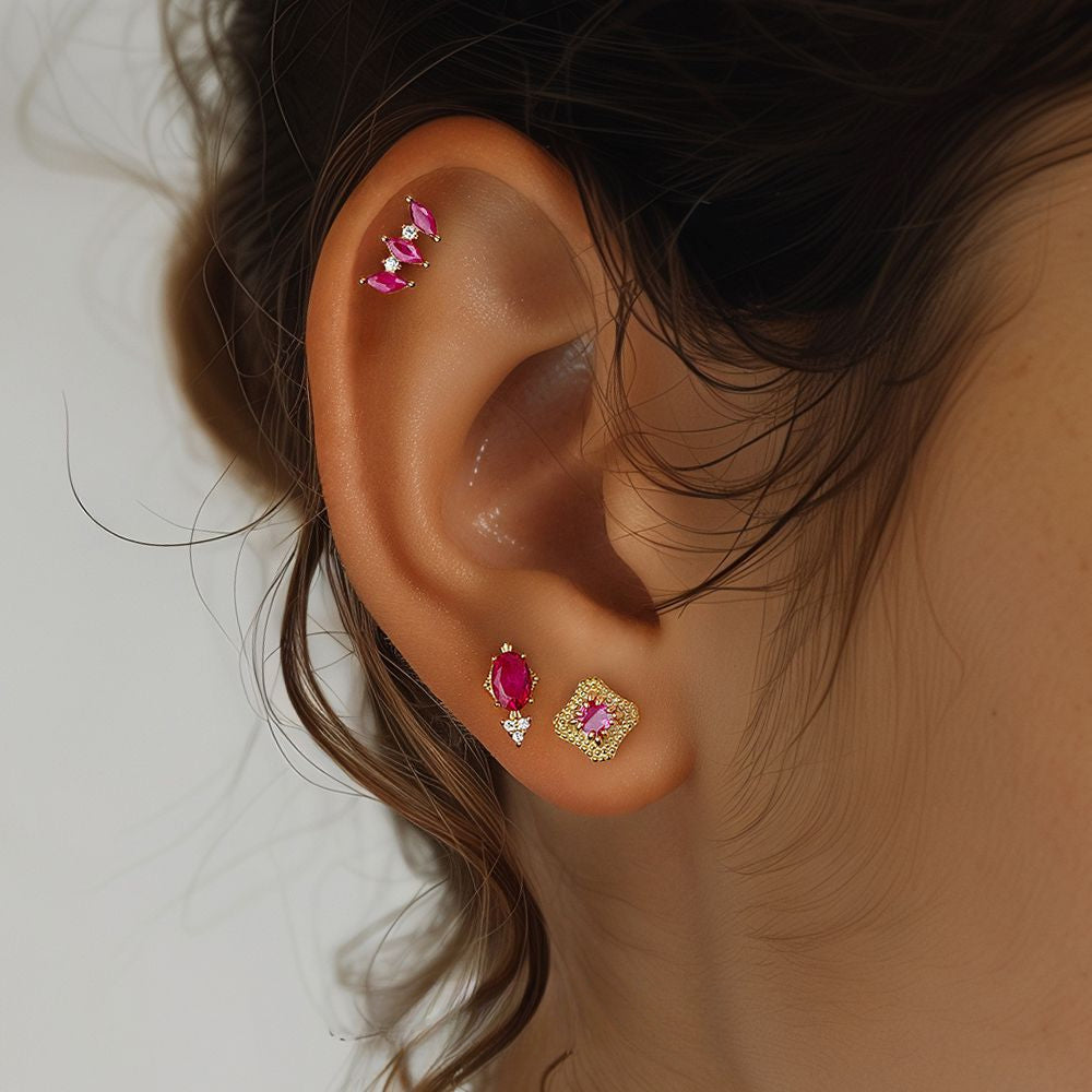 S925 Sterling Silver French Colored Zirconia Earrings for Women