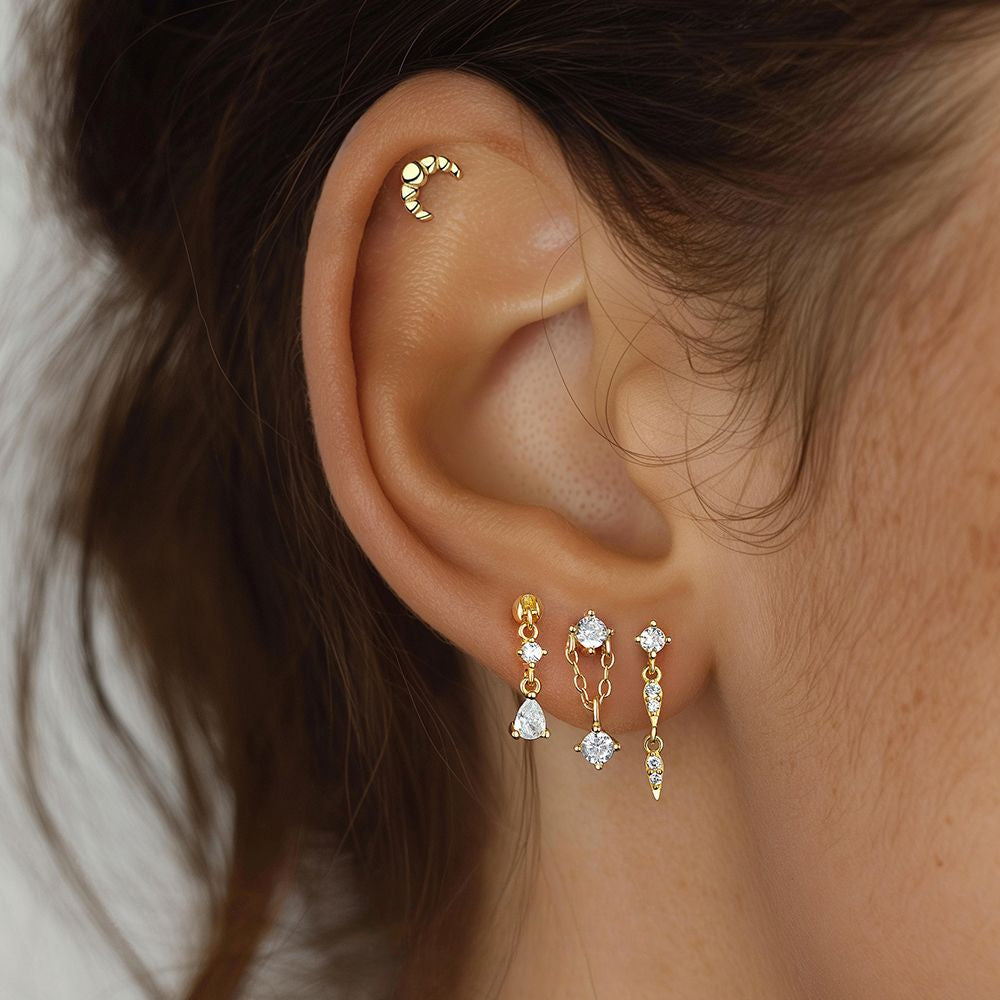 S925 Sterling Silver Tassel Zirconia Flat Earrings for Women